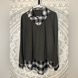 Plaid Layered Look Women's Top